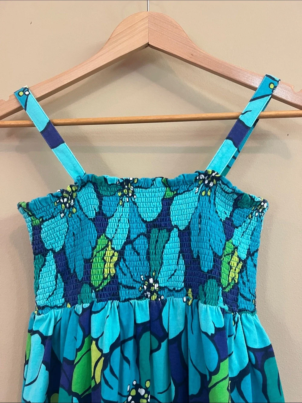 Gymboree  Blue Floral Smocked Sundress with Ruffle